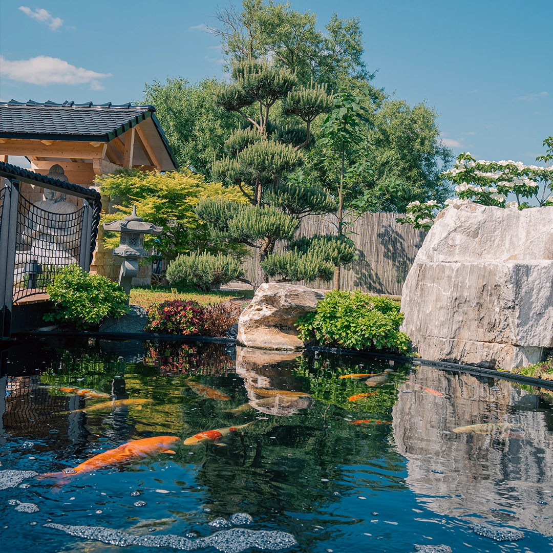 Koiteich_Außenanlage Japanhaus Sand Eventlocation
